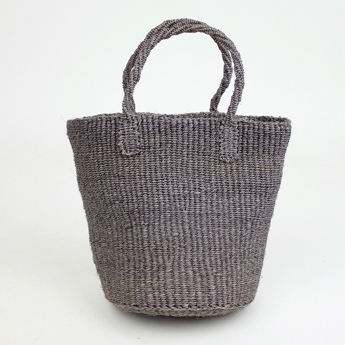 サイザルバッグ共手無地 ミニ　グレー