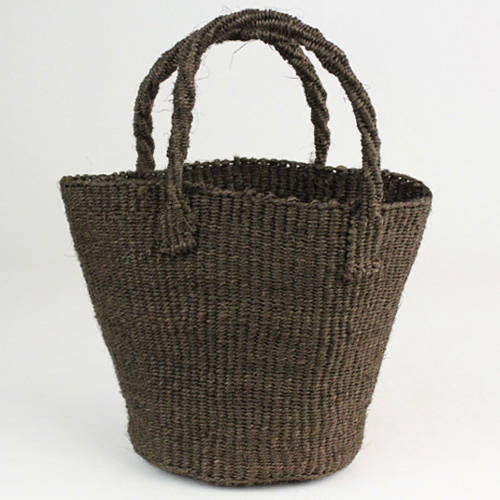 サイザルバッグ共手無地 ミニ　焦げ茶