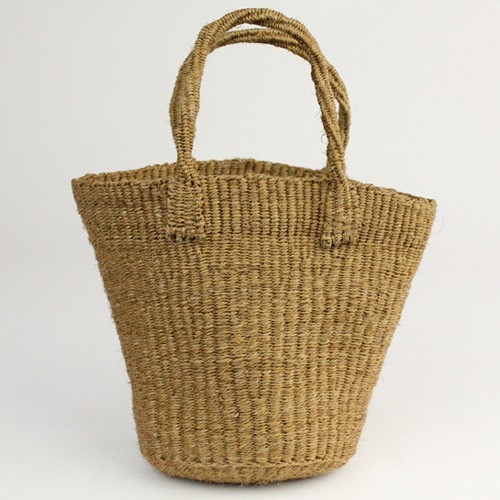 サイザルバッグ共手無地 ミニ　カーキ