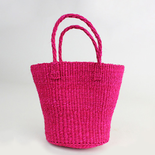 サイザルバッグ共手無地 ミニ　フシア
