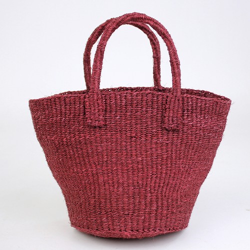 サイザルバッグ共手無地 ミニ　ワイン