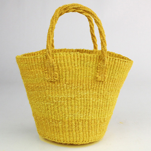 サイザルバッグ共手無地 ミニ　黄
