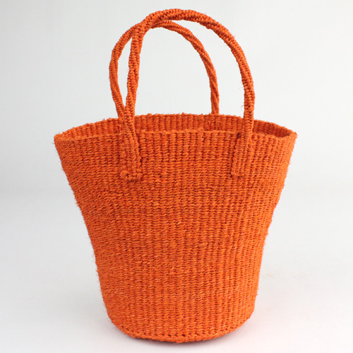 サイザルバッグ共手無地 ミニ　オレンジ
