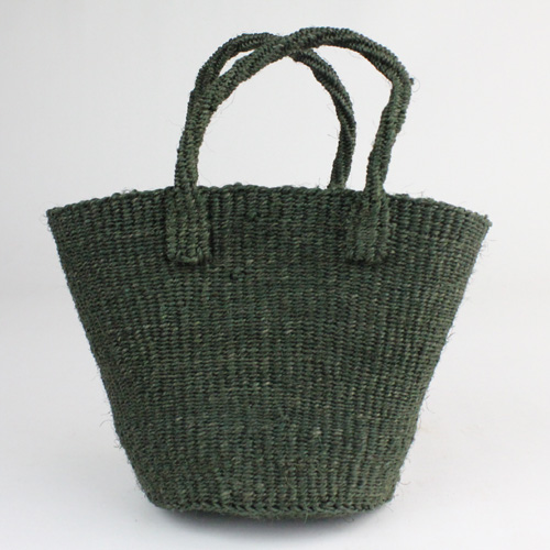 サイザルバッグ共手無地 ミニ　ダークグリーン