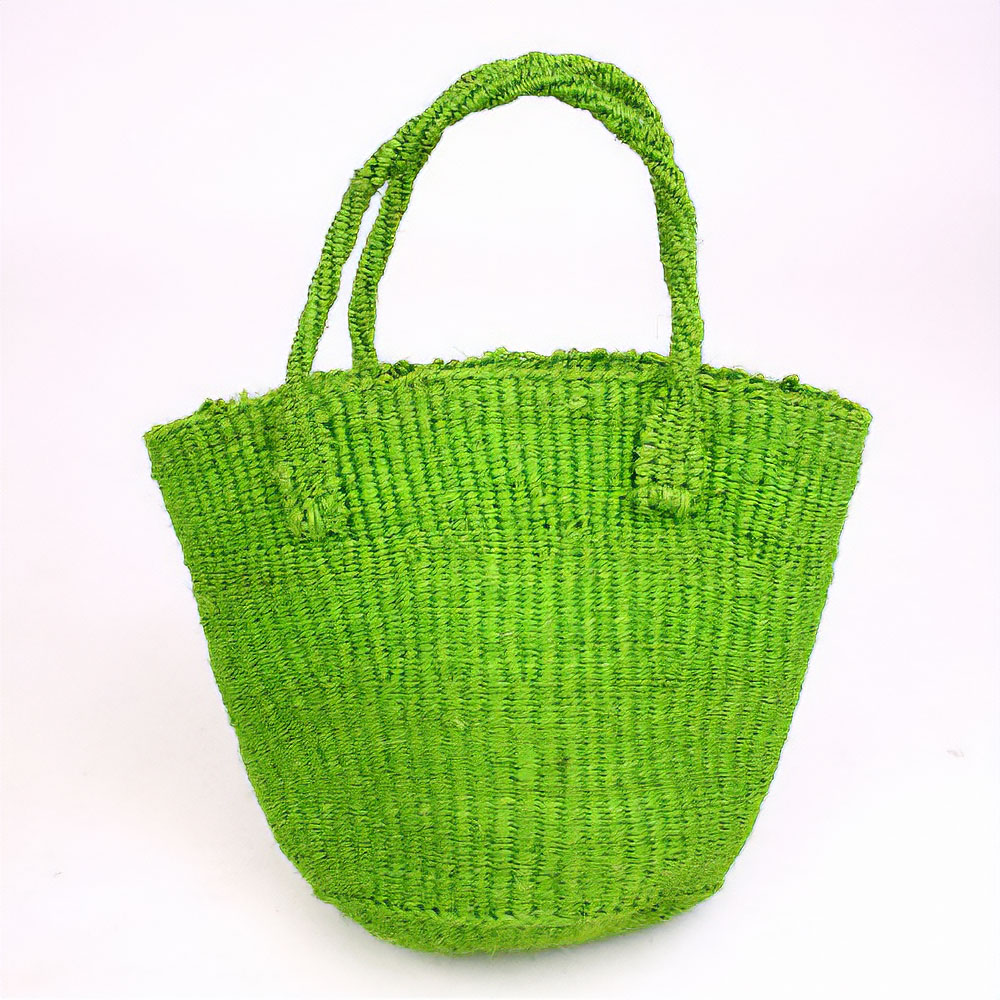 サイザルバッグ共手無地 ミニ　黄緑