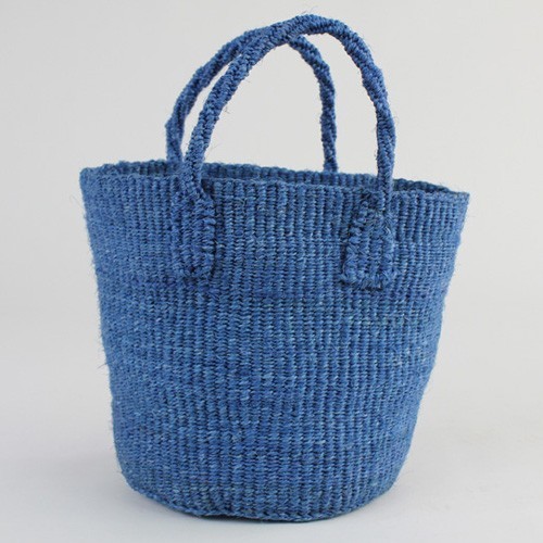 サイザルバッグ共手無地 ミニ　サックス