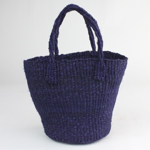 サイザルバッグ共手無地 ミニ　濃紺
