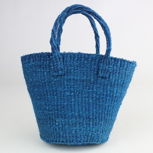 サイザルバッグ共手無地 ミニ　ターコイズ