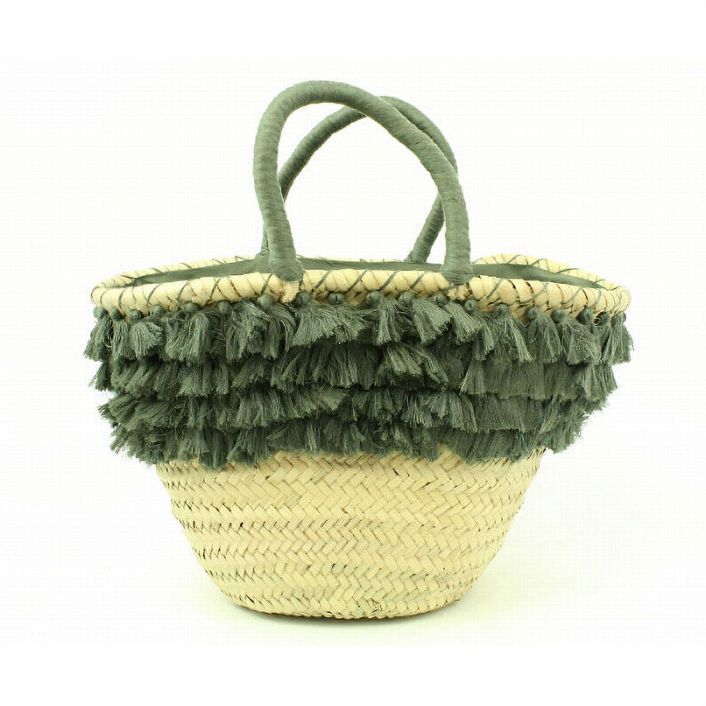 コットンタッセルタザかご S カーキxピンク \12800→\7680