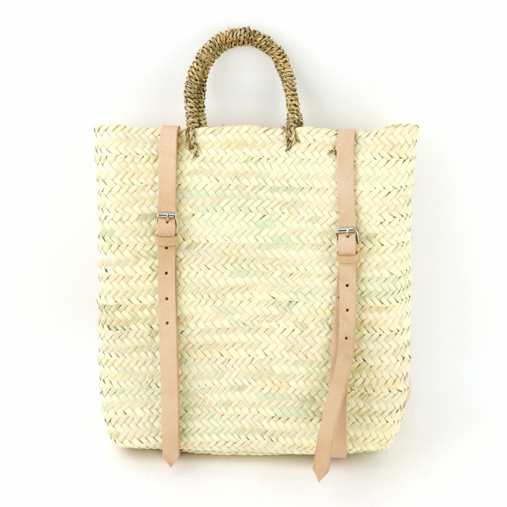 四角タザかごリュック　革ナチュラル