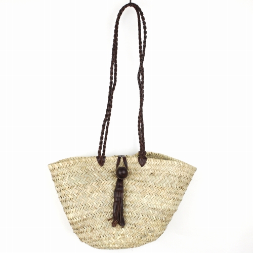 【SALE】アブダかご 革編みロングショルダー 焦げ茶 @7800→5800円