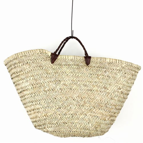 アブダカゴ 大 革編みハンドル 焦げ茶