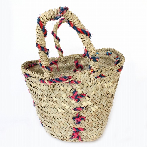 アブダドーム カラフル紐装飾かご 小