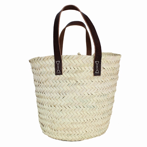 丸底カゴ 平革ハンドル