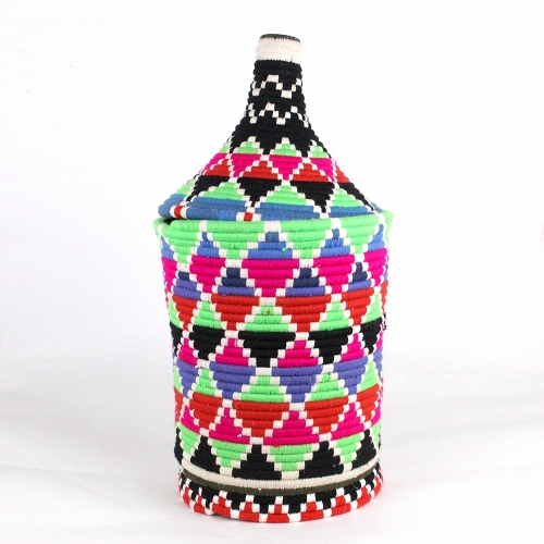 アクリル毛糸カラフル蓋つきかご ベルベルバスケット 大 30 一点もの
