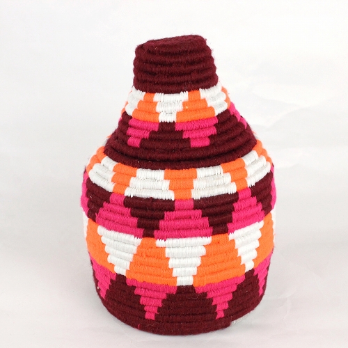 アクリル毛糸カラフル蓋つきかご ベルベルバスケット 小 06 一点もの