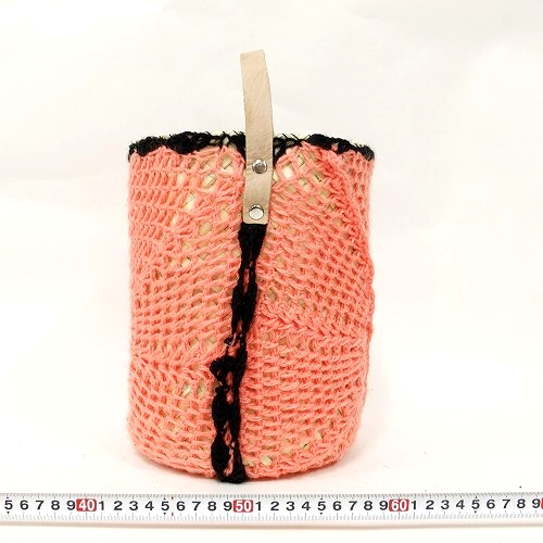 筒型クロシェ装飾カゴ ワンハンドル 18SS一点もの @7800→6240円