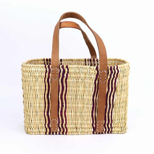 ストローカゴ 小 平革ぐるりハンドル 柄2 フシア