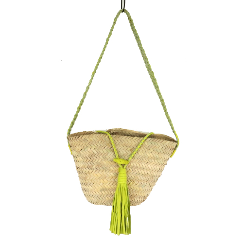 【SALE】革タッセル付きカゴ ワンショルダー 小 黄 @7800→4300