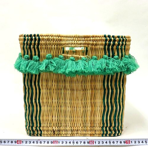 ストロー四角ボックス ポンポン付き 大 緑 20SS一点 @7200→5760円