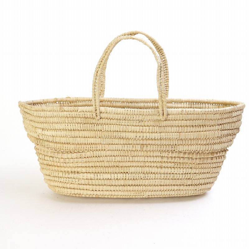 ラフィア楕円底透かしミニカゴ