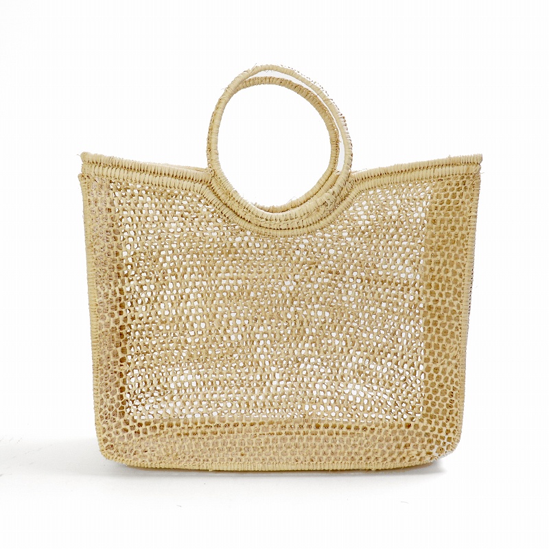 ラフィア四角底透かしカゴ