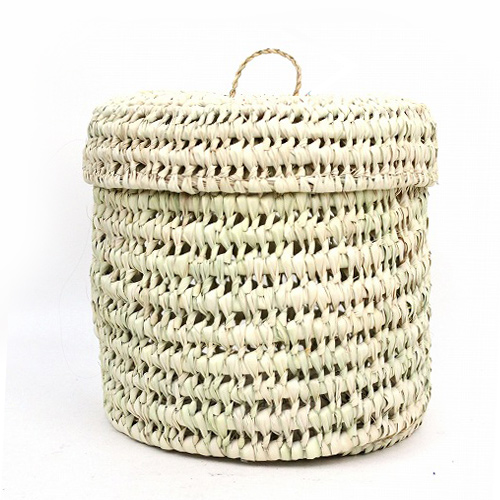 パーム丸底インテリアカゴ ふた付き