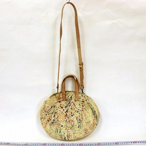 楕円ペッタリカゴ 平革ハンドル ショルダー付き マルチカラーペイント 20SS一点 @11000→8800円