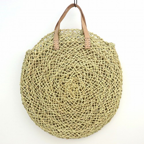 編み平丸カゴ 平革ハンドル