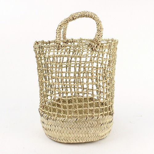 格子透かしカゴ 丸底 大