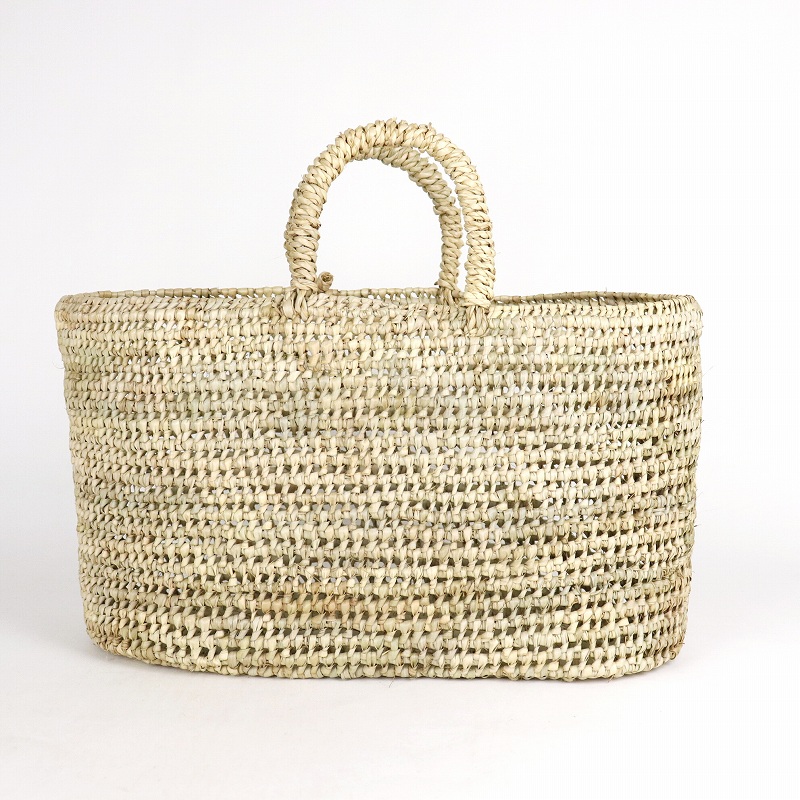 パーム細か編みカゴ 楕円底 ドームハンドル