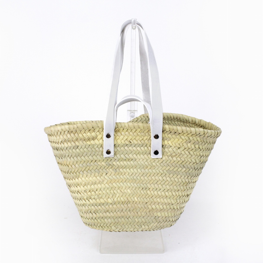 タザ楕円底 S 長短ハンドル 白革