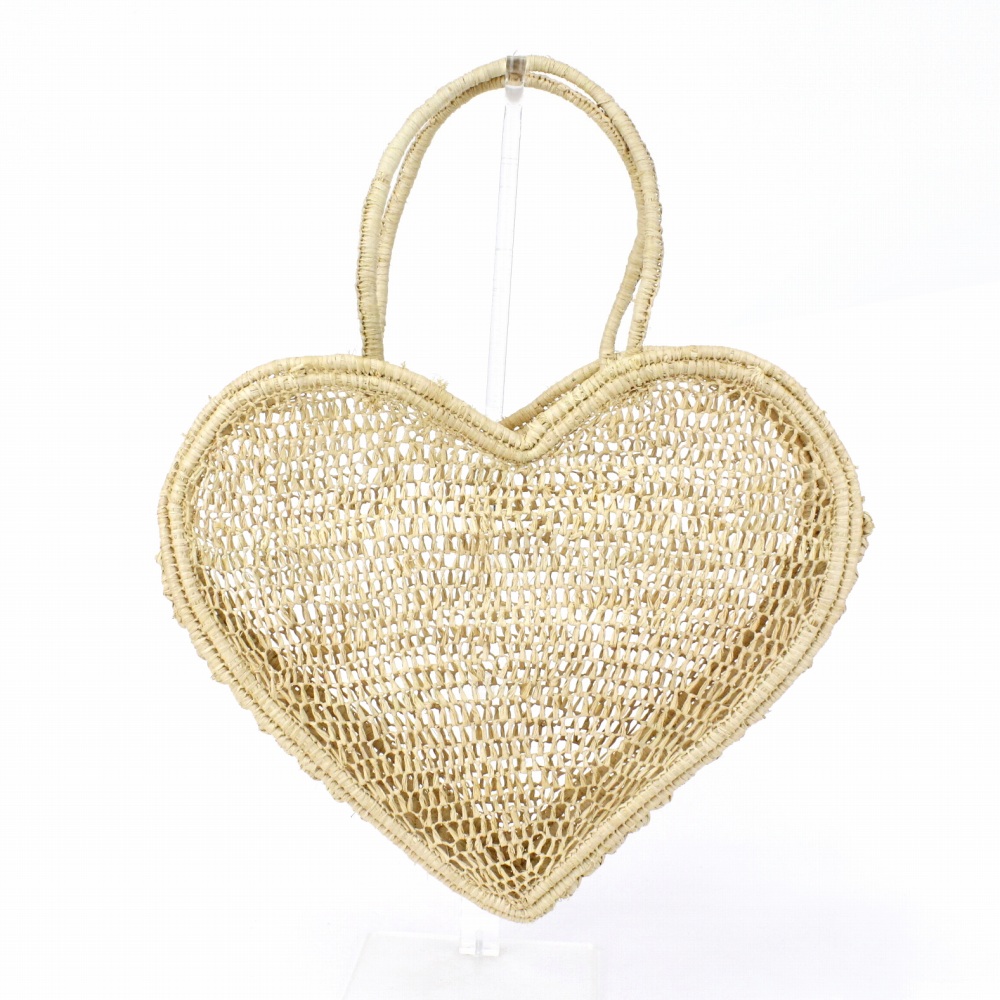 ラフィアハートバッグ ナチュラル 23SS一点物 @9800→7840円