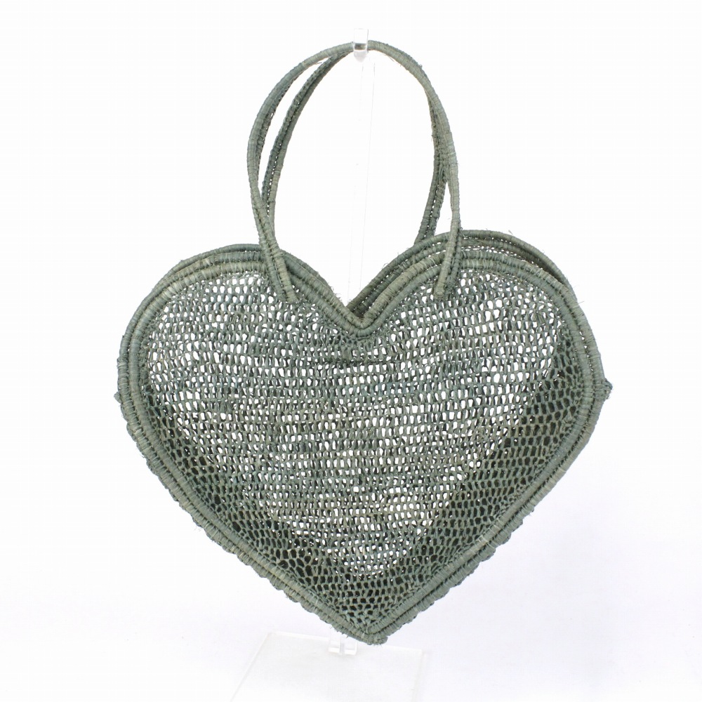 ラフィアハートバッグ グレー 23SS一点物 @9800→7840円