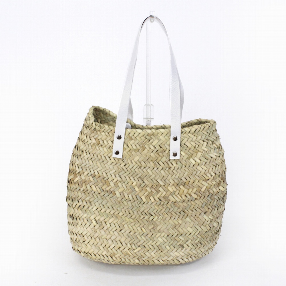 ぽっこりかご 革ハンドル 白革 23SS一点物 @6800→5440円