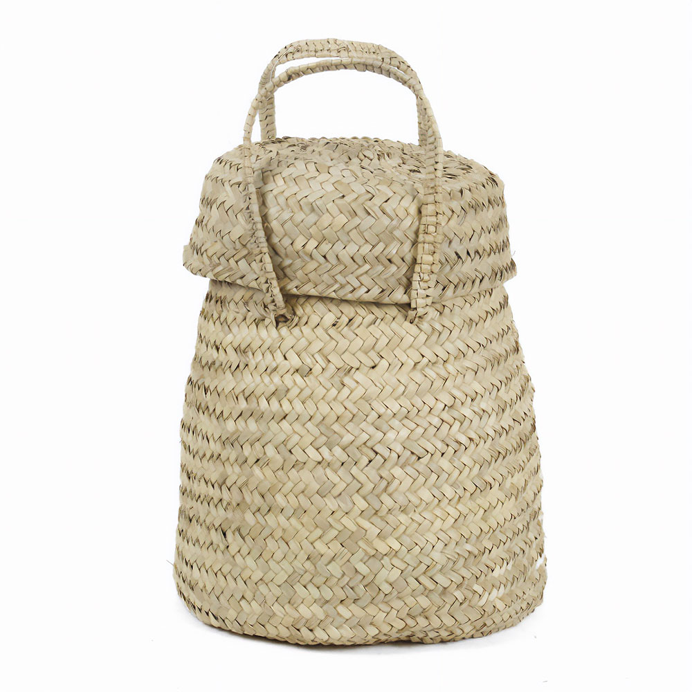 ワイルド筒型カゴ 蓋付き