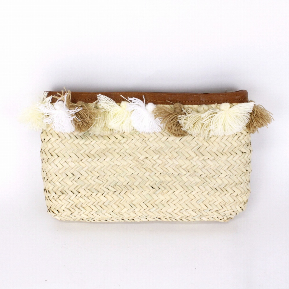 バッグインバッグ ポンポン付き 白オフベージュ薄茶 23SS一点物 @8600→6880円