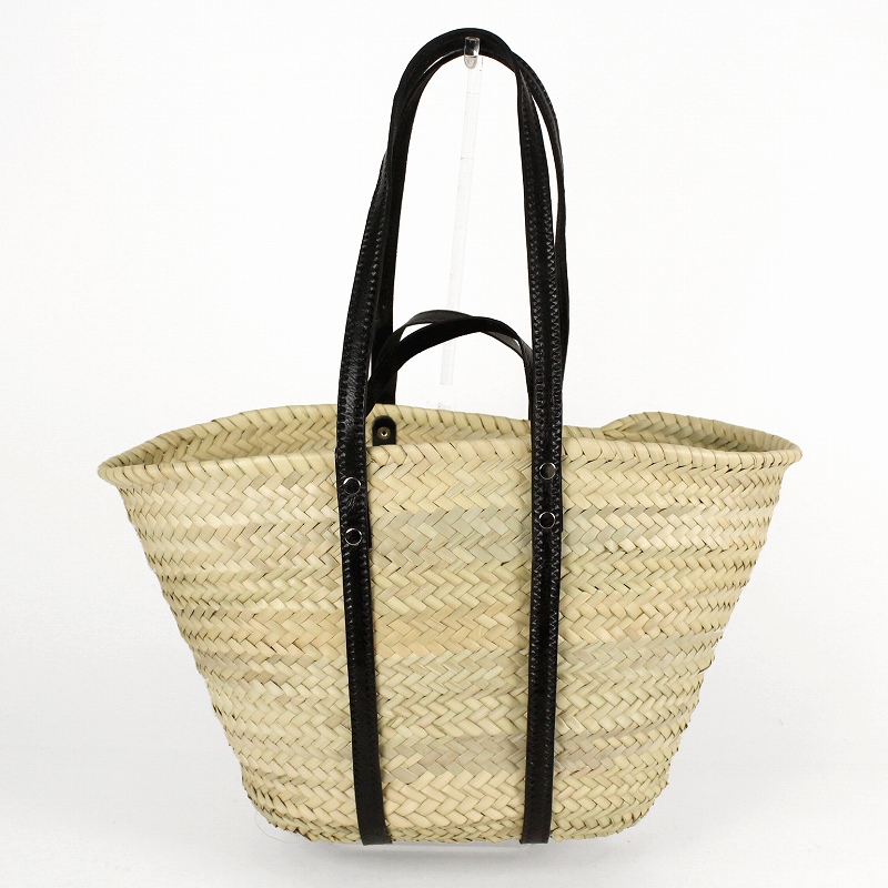 タザ楕円底 M 長短ハンドル 柄入りぐるり 黒革