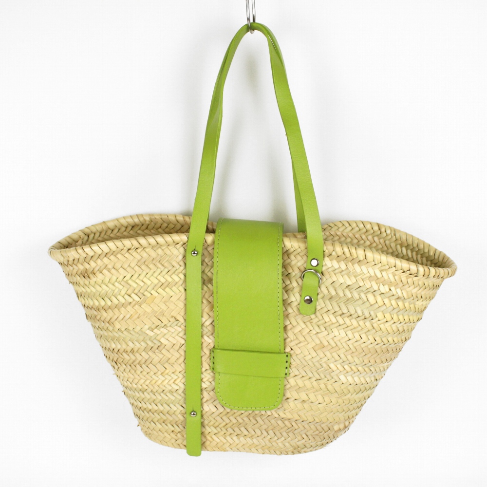 タザ楕円底 M 革フラップ付き グリーン 24SS一点物 @13000→10400