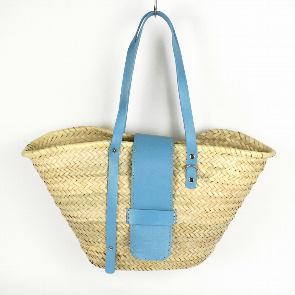 タザ楕円底 M 革フラップ付き ターコイズ 24SS一点物 @13000→10400