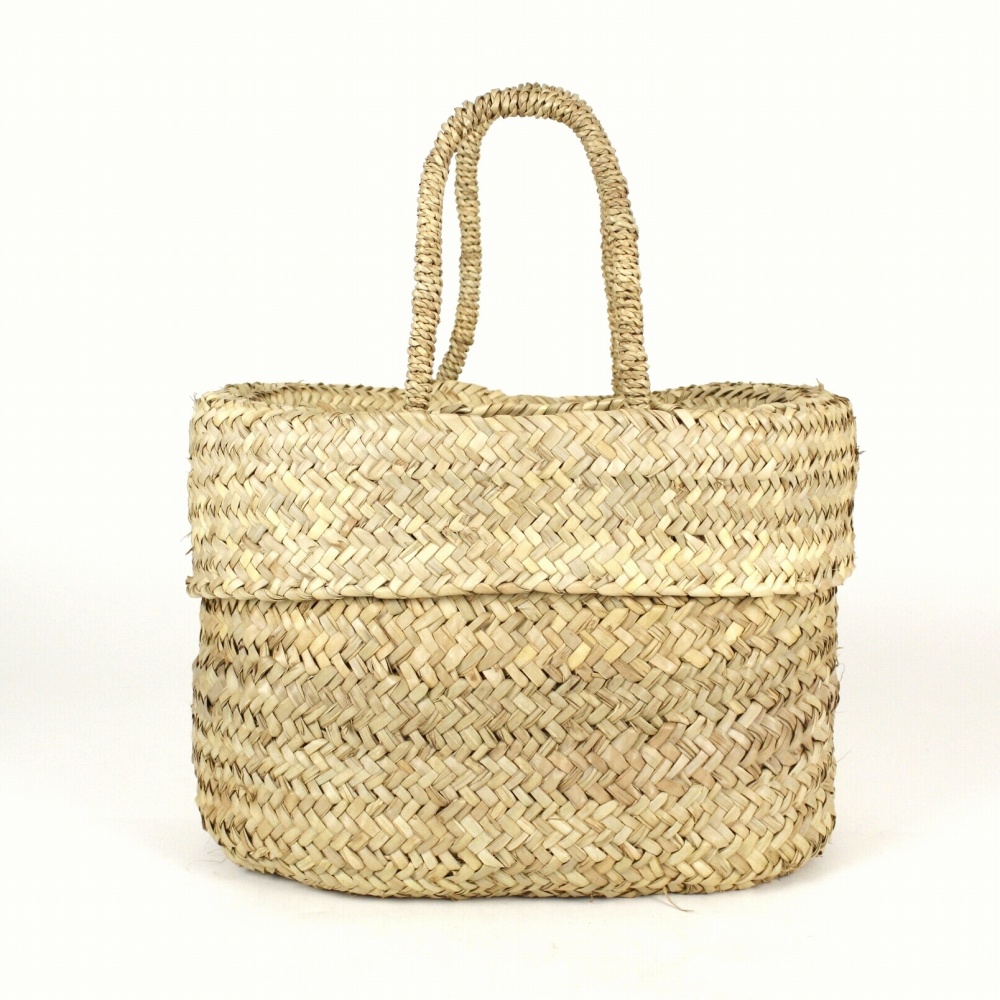 椰子楕円底蓋つきカゴ 24SS一点物 @7800→6240