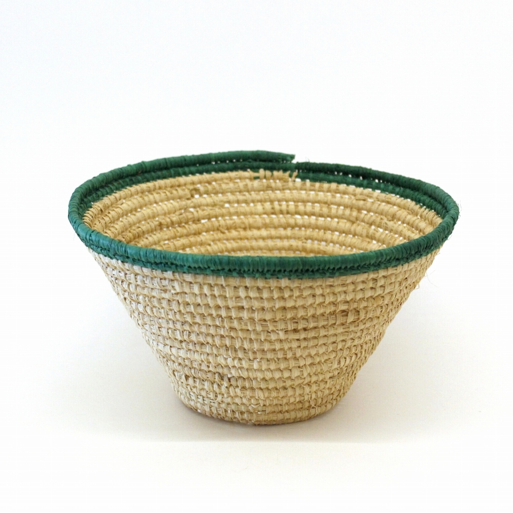 ラフィア バケツ型シンプルカゴ 大 ナチュラル緑 24SS一点物 @7800→6240