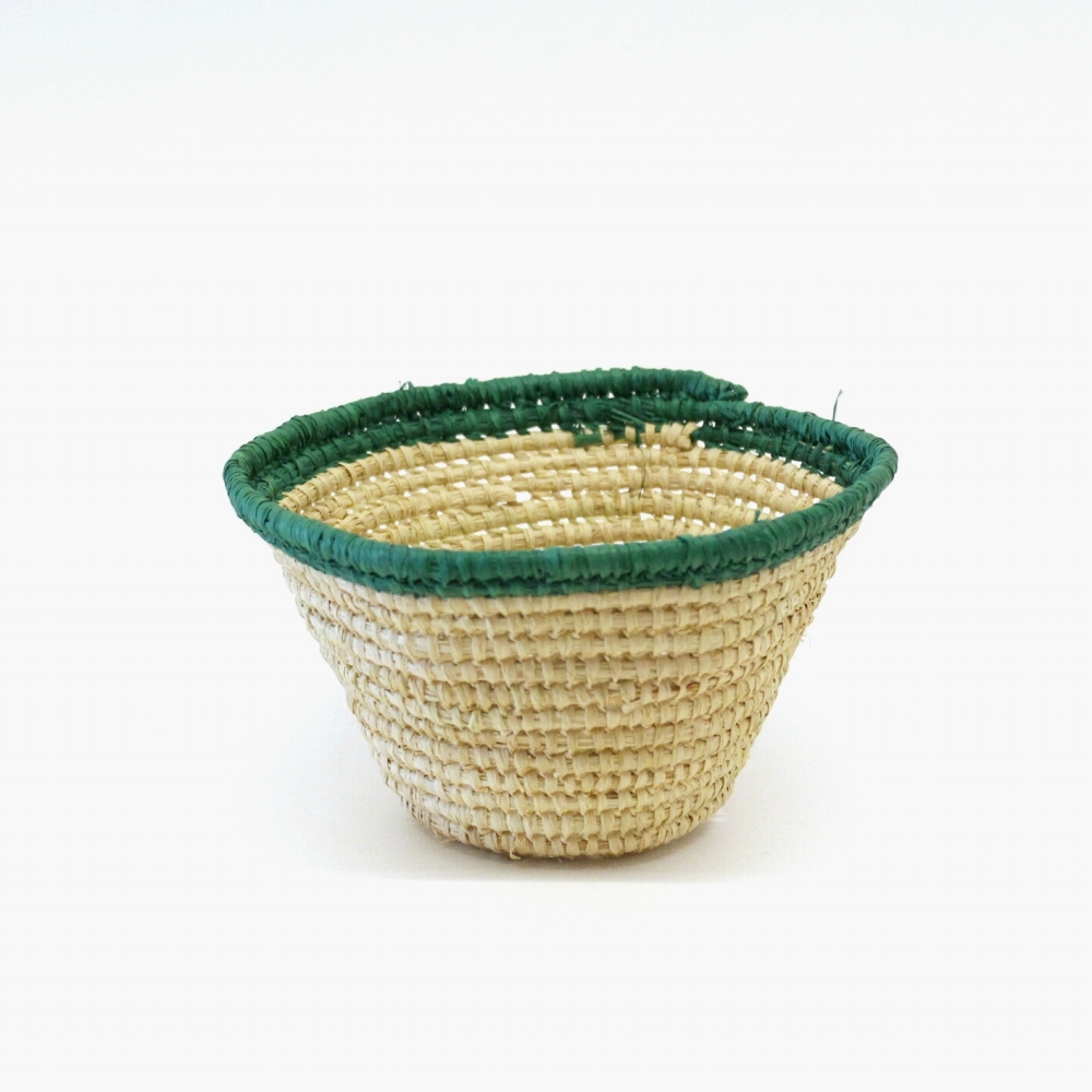 ラフィア バケツ型シンプルカゴ 小 ナチュラル緑 24SS一点物 @4800→3840