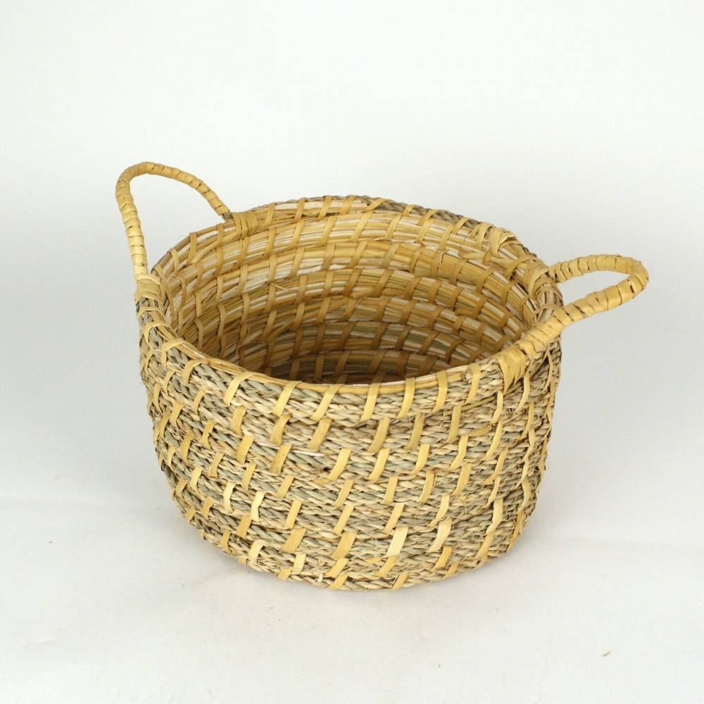 水草丸底かご 持ち手付き 小