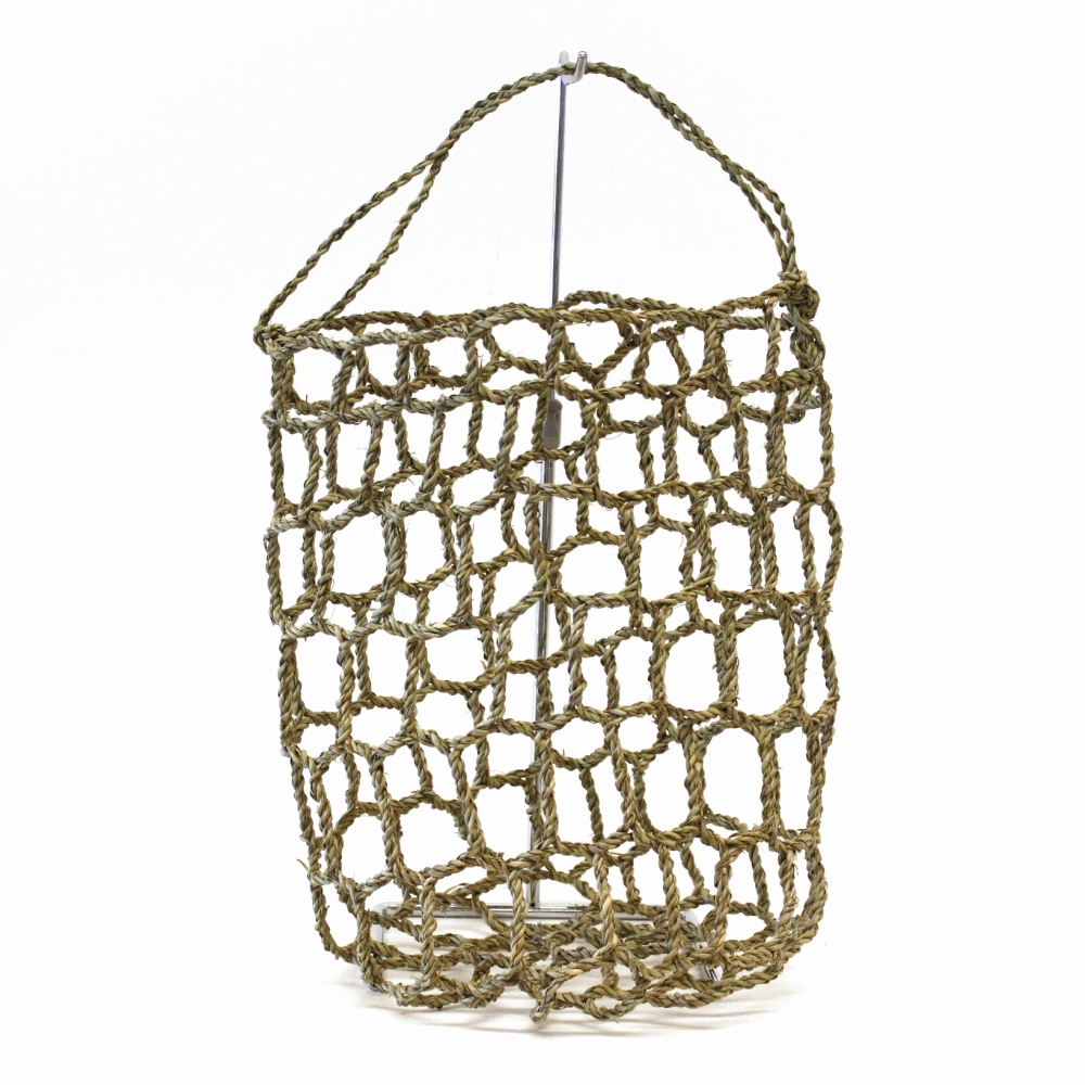 エッサウィラ 格子柄透かしカゴ 縦長 丸底 大