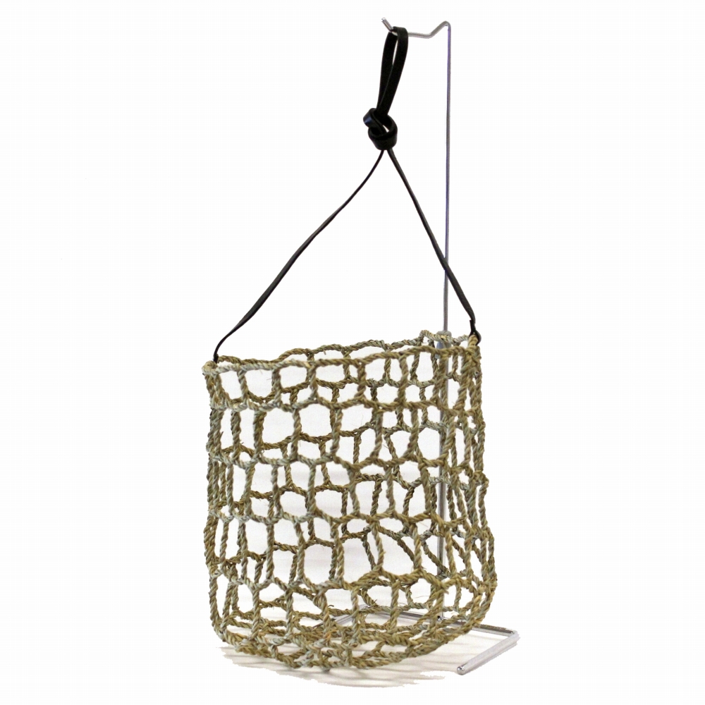 エッサウィラ 格子柄透かしカゴ 丸底 大 細革紐ショルダー 黒革 24SS一点物 @8000→6400