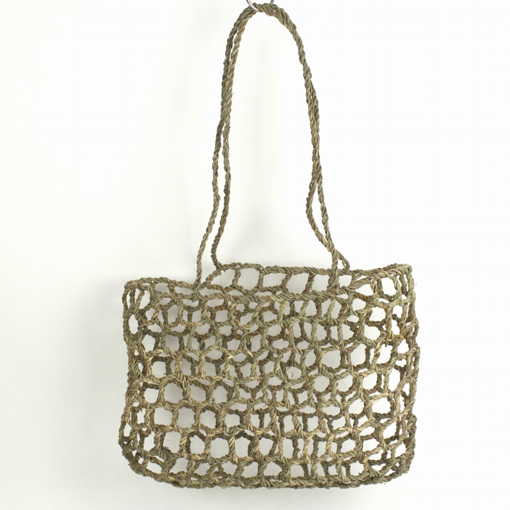 エッサウィラ 格子柄透かしカゴ 楕円底 大 24SS一点物 @6500→5200