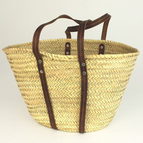 タザドームかご 柄入り平革ぐるり 長 M 焦げ茶