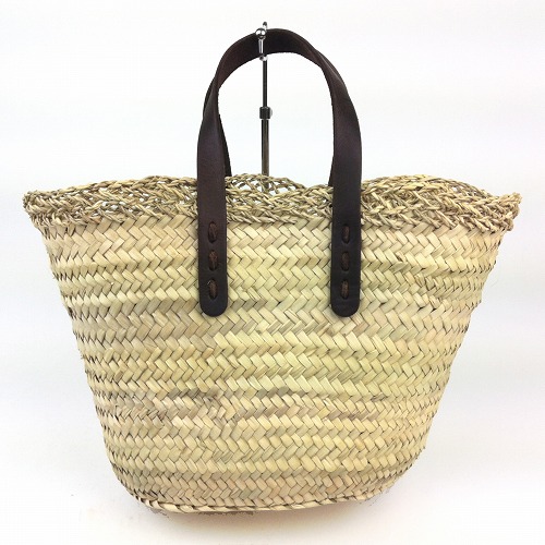 タザ縁レース編みドームかご 平革取手 S 薄茶