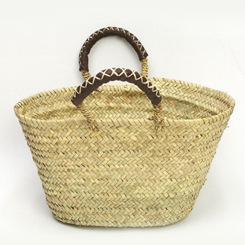 アブダドームかご 革クロスステッチハンドル M